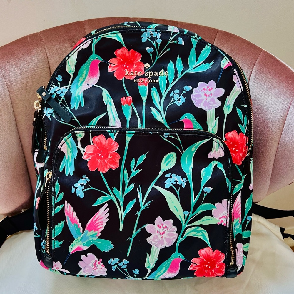 🖤Black Friday Sale🖤 Kate Spade Jardin Floral Hummingbird Print Backpack